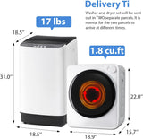 Portable Washer and Dryer Combo Set, 17Lbs Full-Automatic Washing Machine and 1.8 Cu.Ft Portable Clothes Dryer