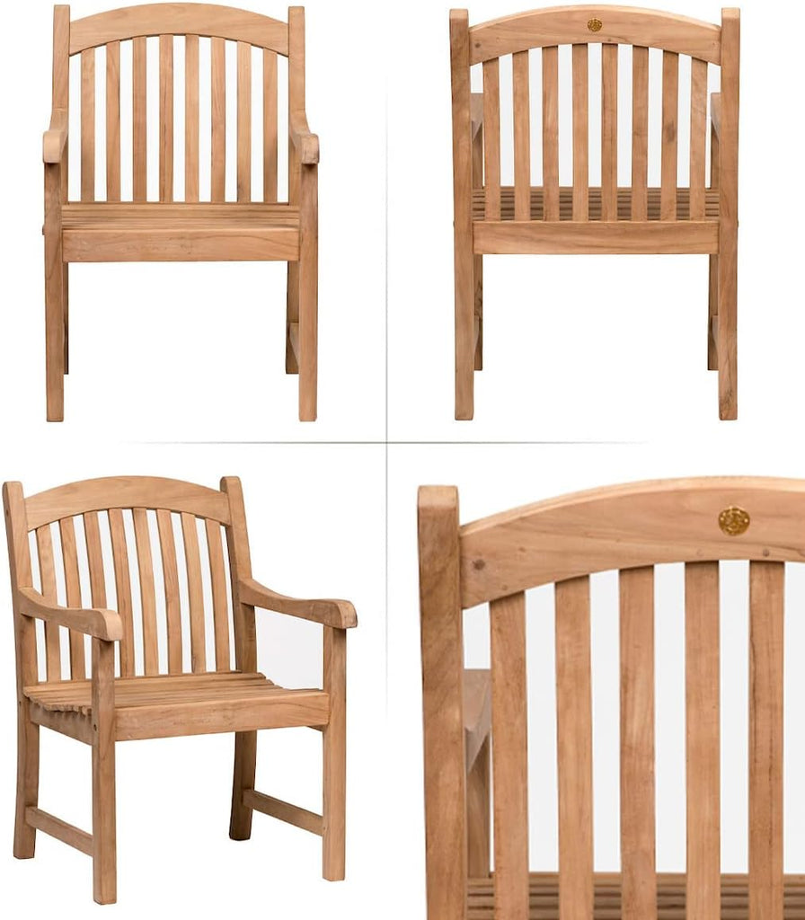 Newcastle 9-Piece Outdoor Rectangular Dining Table Set | Certified Teak | Ideal for Patio and Indoors, Light Brown