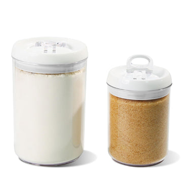 Flip Tite Storage Container with Lid 6" ROUND Airtight Ring Lock Top, Plastic Canister Jar for Flour Sugar Rice