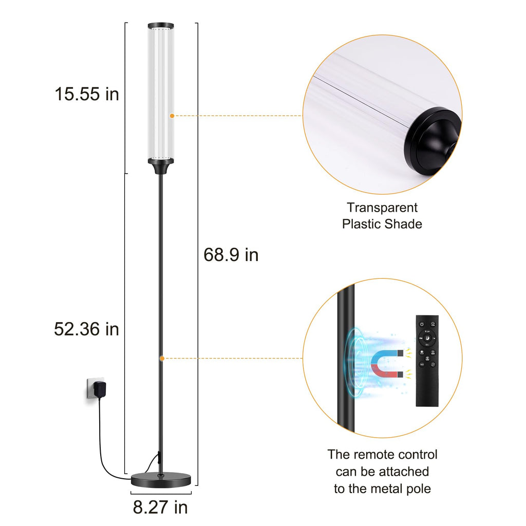 Smart Corner LED Floor Lamps, Black 12W