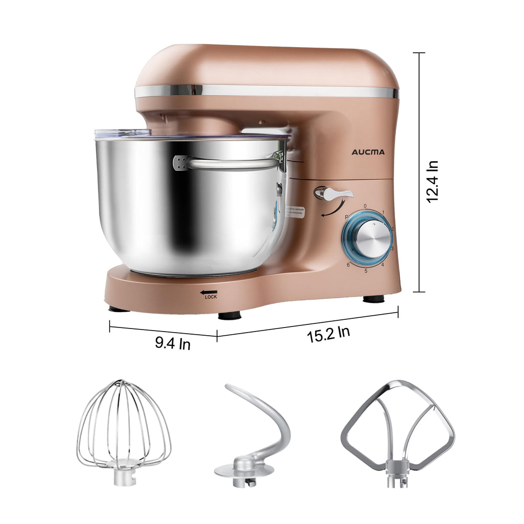 Stand Mixer,6.5-QT 660W 6-Speed Tilt-Head Food Mixer, Kitchen Electric Mixer with Dough Hook, Wire Whip & Beater