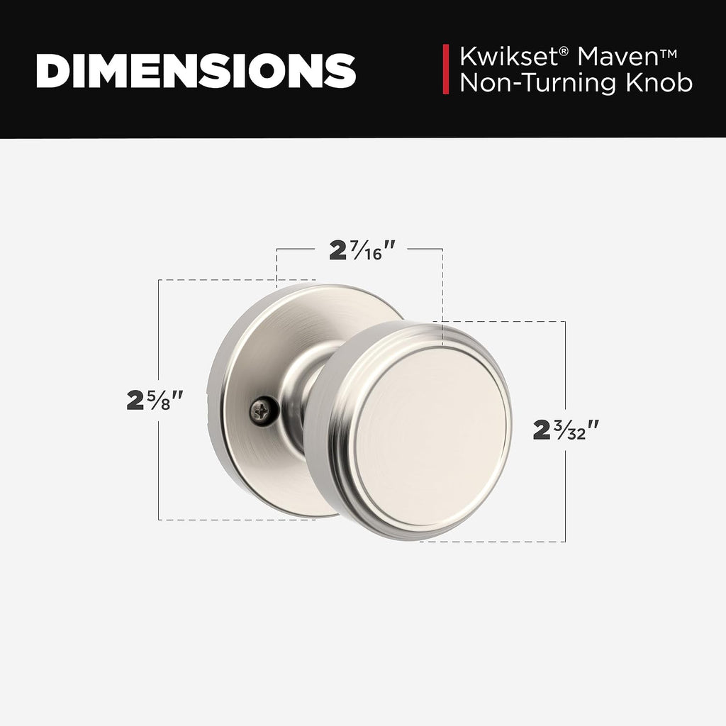 Maven Dummy Door Knob for Closet and French Doors, Satin Nickel