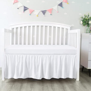 Dust Ruffle Crib Skirt, 100% Egyptian Cotton 800 Thread Count, Mini Crib Size (24" x 38"+10") Inch Drop Toddler Bed