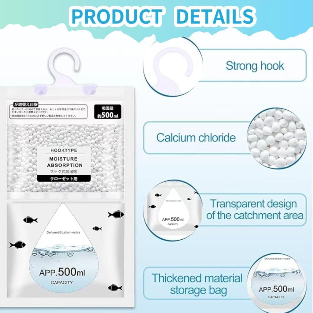Moisture Absorbers Packets, Dehumidifier Bags, Hanging Moisture Absorber Bag, Humidity Packs,Closet Dehumidifier