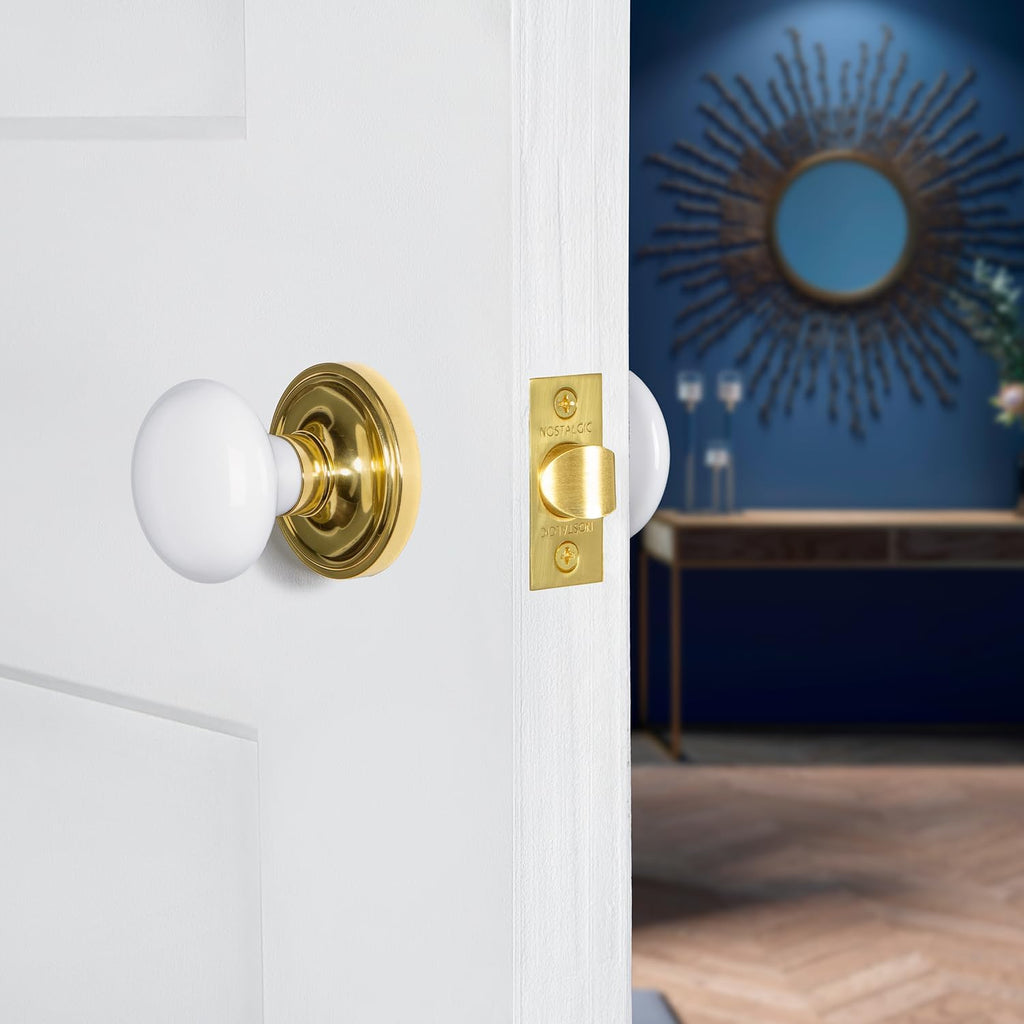 Classic Rosette White Porcelain Round Door Knob