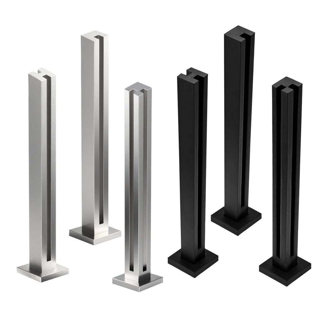 Glass Railing Post, No-Punch Glass Railing System with Spigot Slots & Base, Heavy-Duty 304 Stainless Steel Clamp for