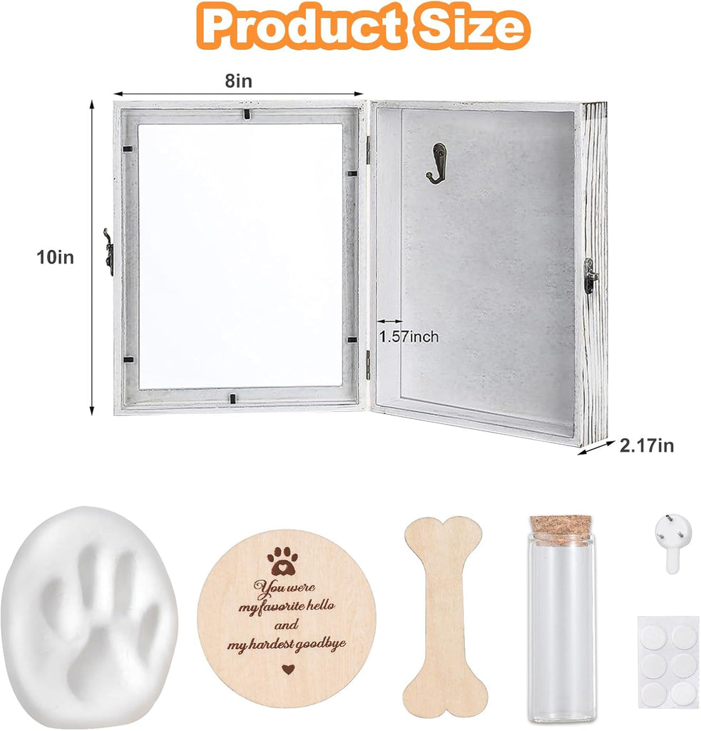9.8x7.8 Inch Pet Memorial Shadow Box, Tabletop or Wall Display Case with Glass Window, Wooden Keepsake Picture Frame