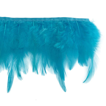 Rooster Hackle Feather Trim Fringe for DIY Clothing Craft Dress Decoration(Turquoise) - 2yards