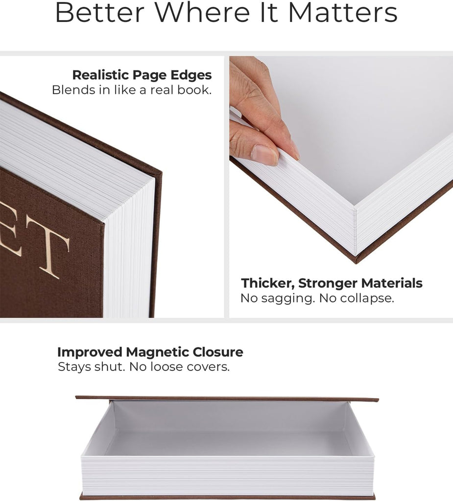 Decorative Books Decor - Stackable Faux Book Box for Coffee Table Styling & Hidden Storage - Neutral Linen Fake Books