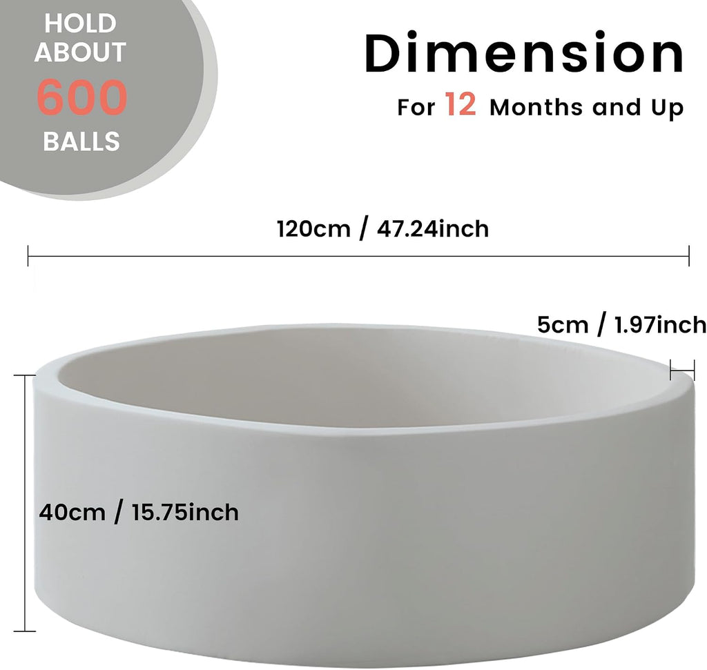 Ball Pit for Toddlers 47.24''x15.75'' Baby Ball Pit Soft Foam Ball Pits Round Lagre Kids Ball Pits Indoor and Outdoor