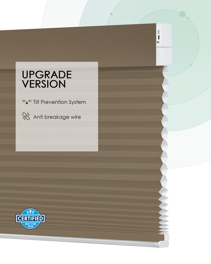 Motorized Cellular Shades, Custom, Blackout, Brown