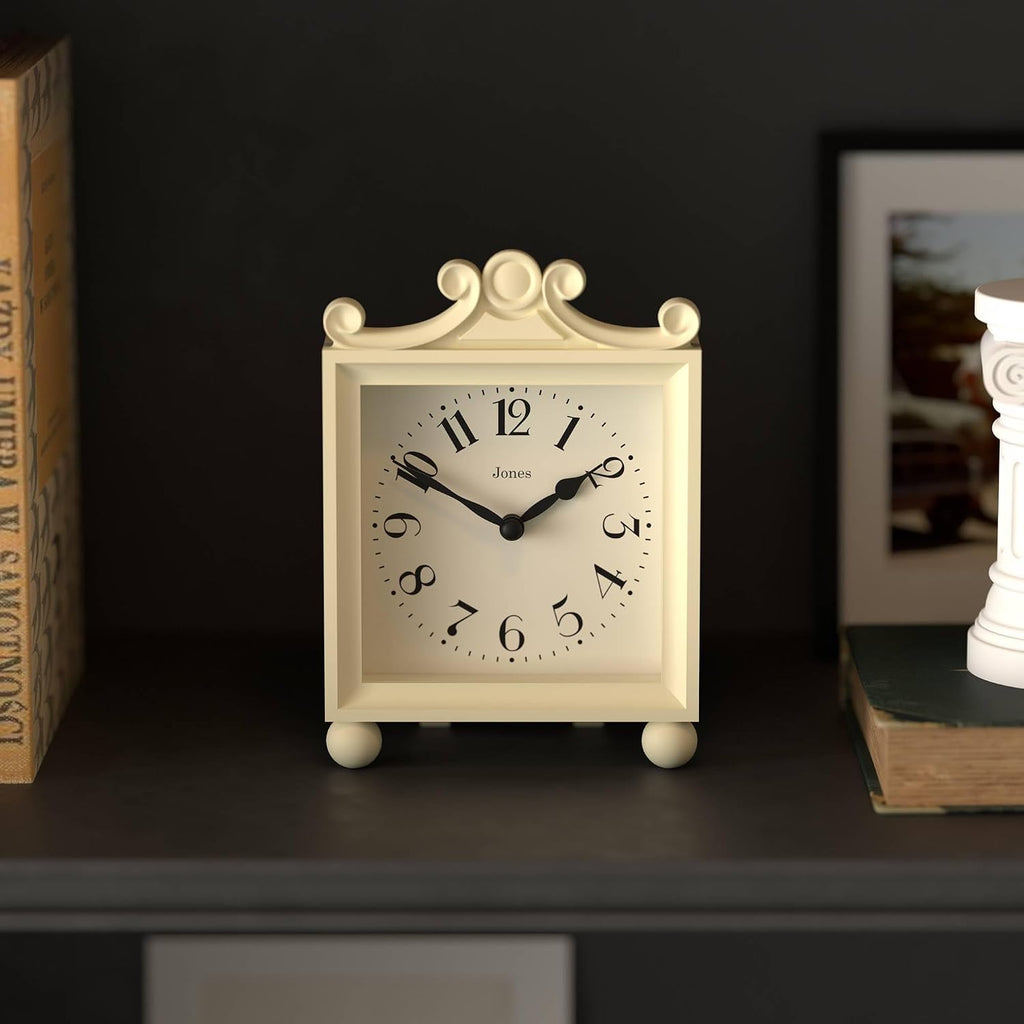Parlour Mantel Clock - Small Classic Carriage Clock - Cream - Elegant Square Decorative case, Perfect for Mantel, Shelf, Table or Bedside