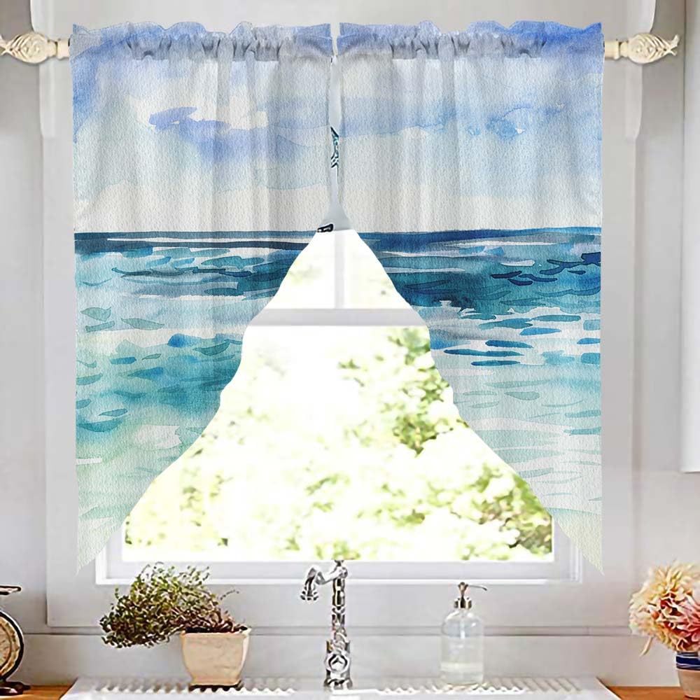 Watercolor Seascape Swag Valances for Vindows