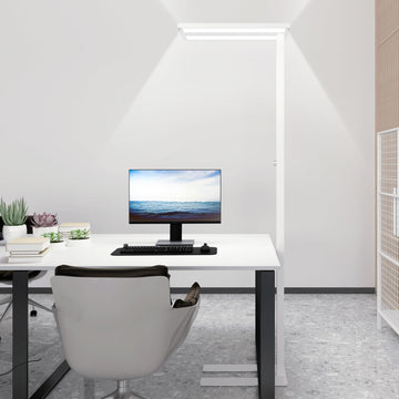76" Led Floor Lamp, 105W Eye-Care Free-Standing Lamp, White
