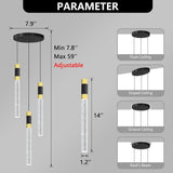 Modern Pendant Lighting 3-Lights LED Crystal Kitchen Island Pendant Light Dimmable with Remote Control 3000K-6000K for Dining Room Over Table Pendant Lights Fixtures A100-B0CLG9KZ8C