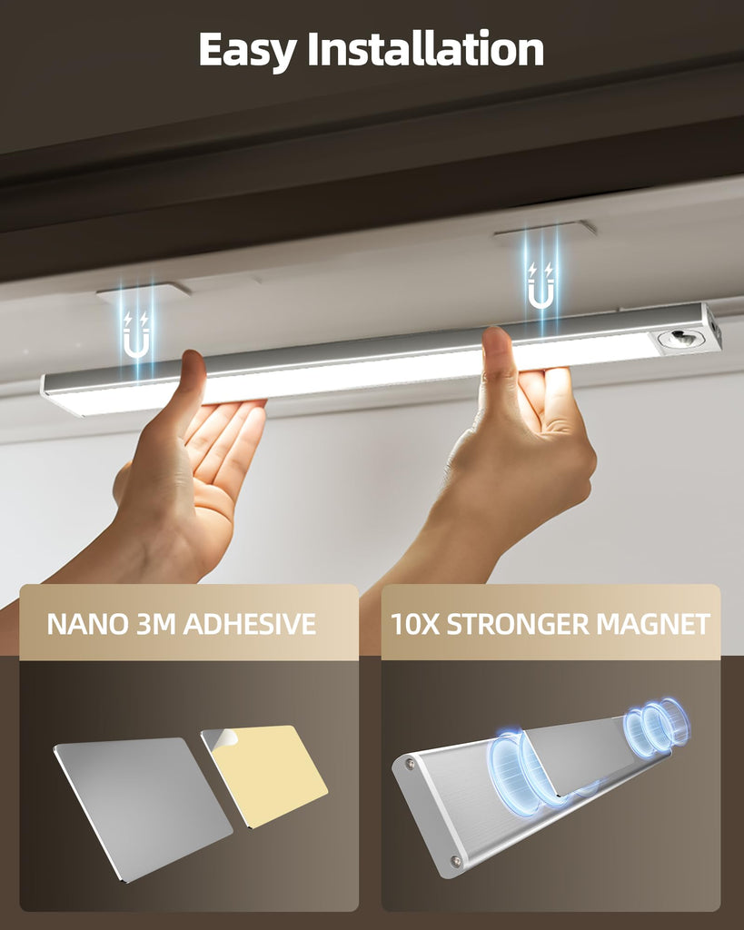 6Pack 16inch Under Cabinet Lighting, Rechargeable Motion Sensor Light Wireless Indoor, Dimmable 3 Color Temps Closet