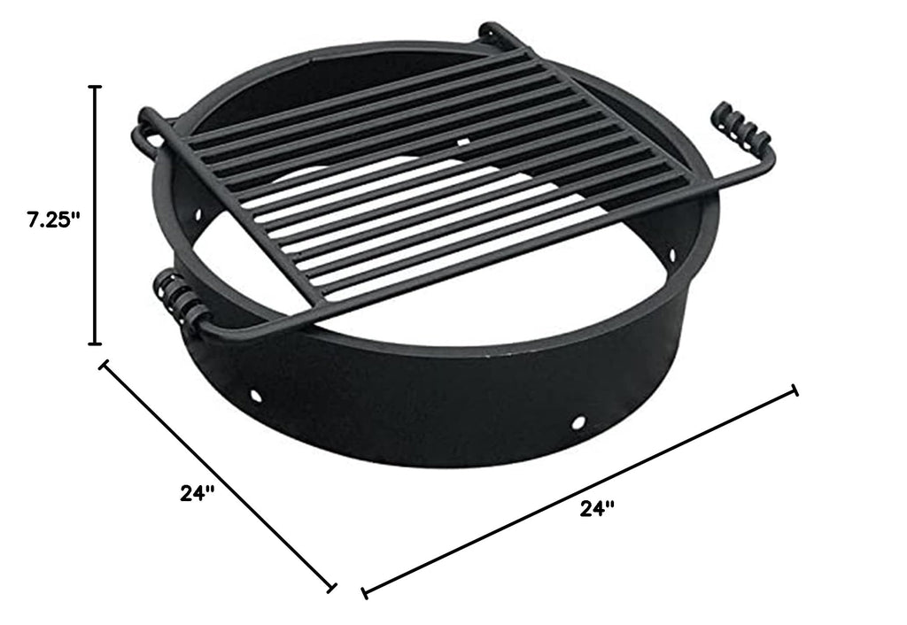 Fire Pit Rings - With Cooking Grates - 24 in 6 Pack - Steel