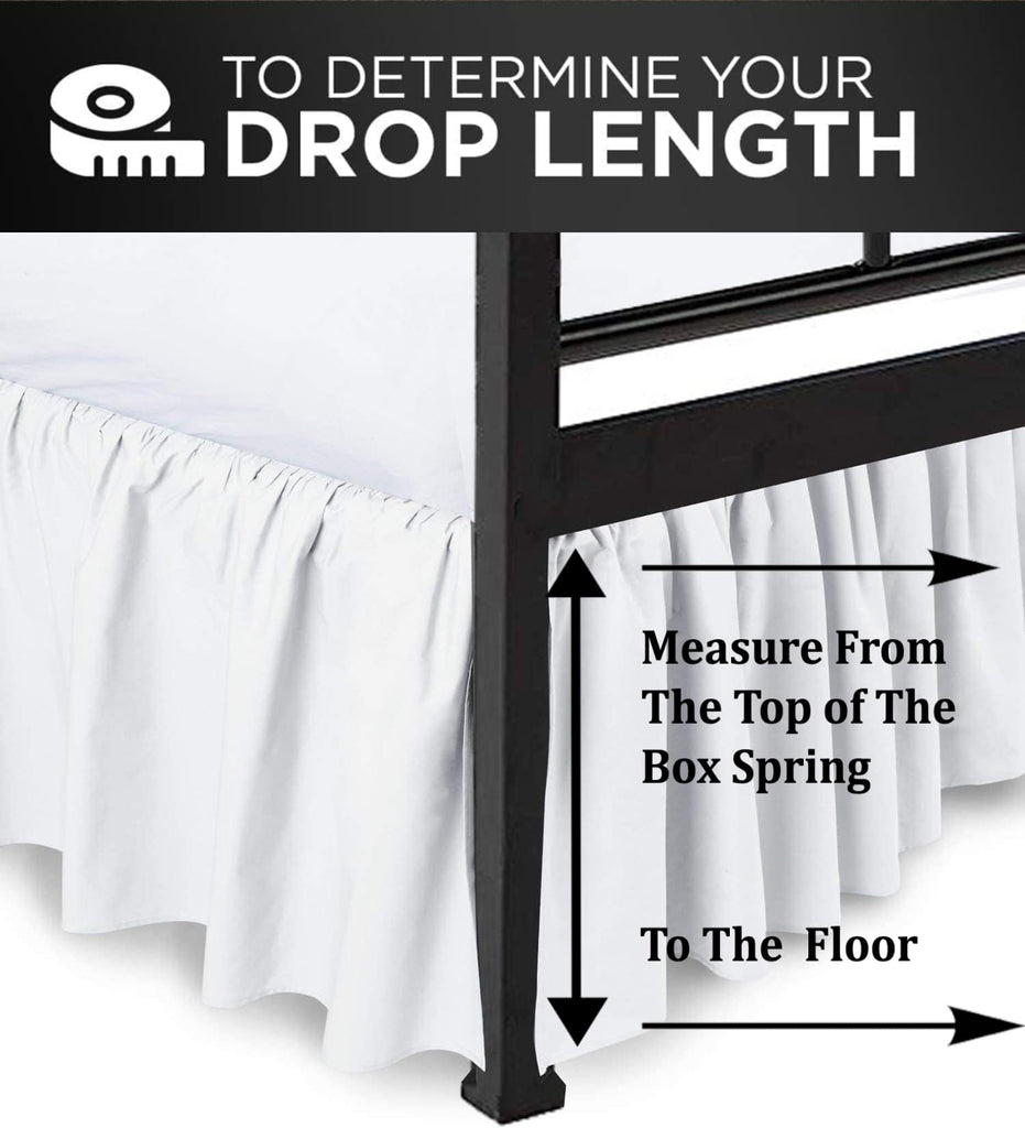 Ruffled Bed Skirt, White, Queen 18 Inch Drop