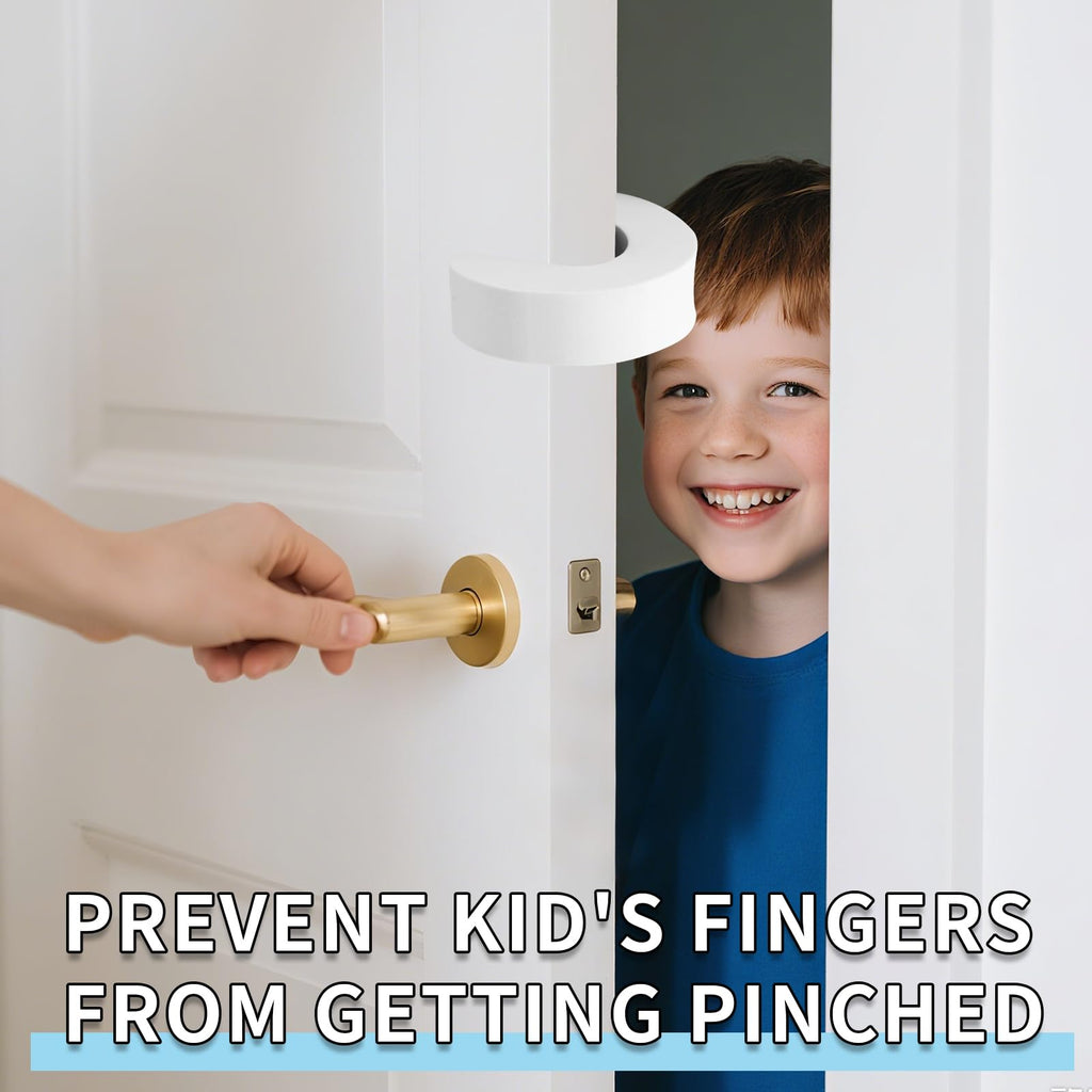 Door Pinch Guards, 6 Packs White Foam Baby Proof Door Stopper- Prevents Finger Pinch Injuries, Slamming Doors &