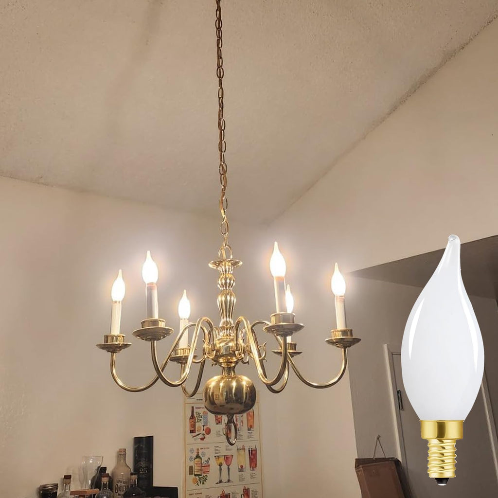 E12 Dimmable LED Bulb 6W Candelabra Bulbs 60 Watt E12 Light Bulbs 2700K