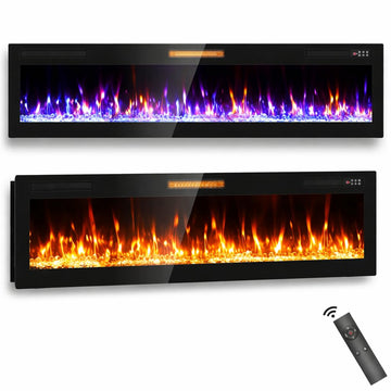 72" Ultra Thin Electric Fireplace Wall Mounted, Slim Fireplace Insert, Wall Fireplace /Bedroom w/Touch Screen, Remote