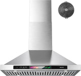 30 Inch Stainless Steel Wall Mount Range Hood 900 CFM 4 Speed Voice, Gesture & Touch Control, Adjustable LED Lights Memory Function