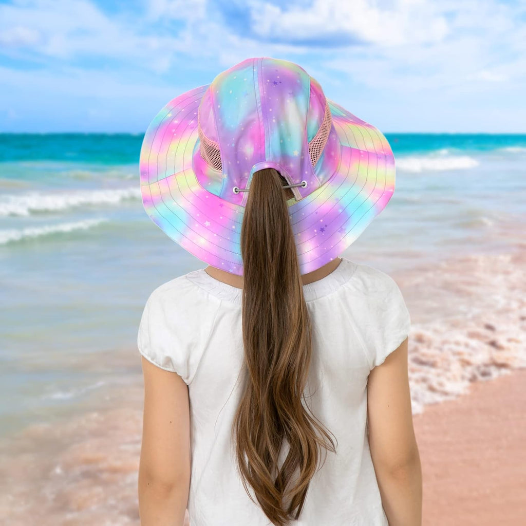 Sun Hat for Kids Girls, UPF 50+ Wide Brim Beach Hat for Toddler