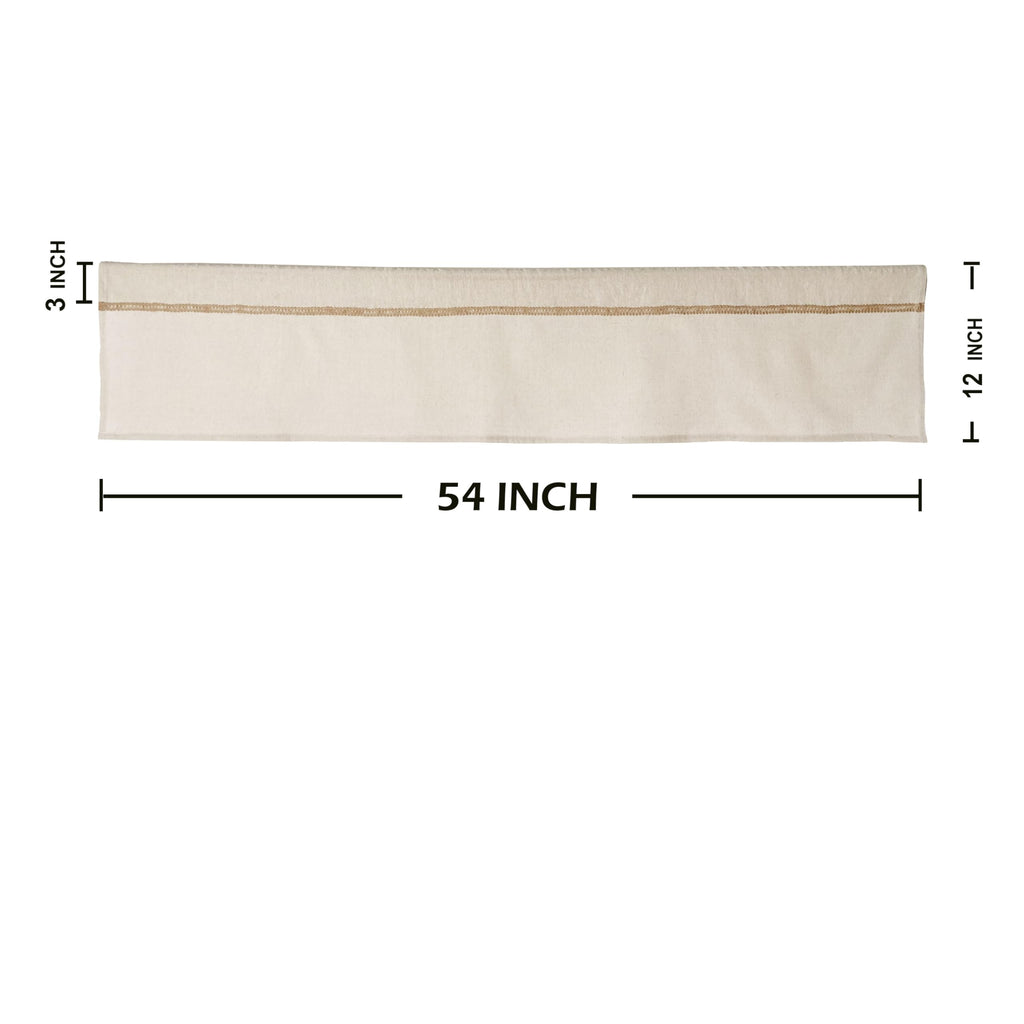2 Pack Cotton Linen Valance with Burlap Lace Trim 12 inch Length