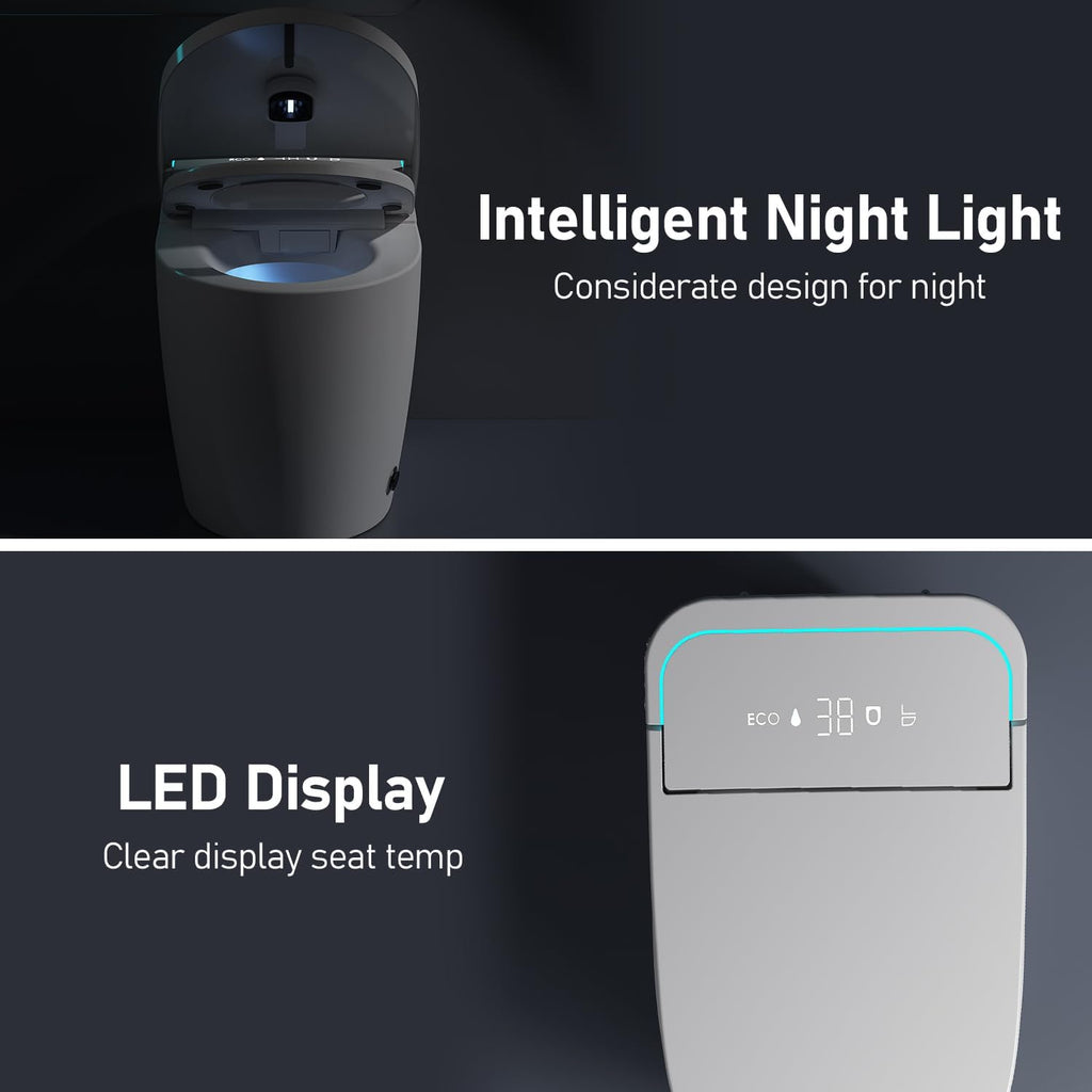 Glendan Smart Toilet Auto Flush: Elongated Heated Seat Tankless Toilet
