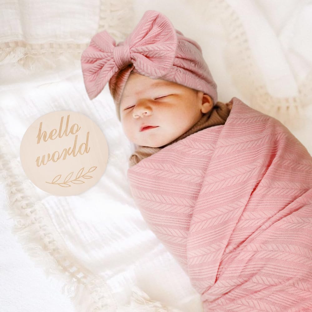 Newborn Receiving Blanket Hat Mittens Set for Baby, Unisex Baby Boys Girls Essentials, Newborn Registry Must Haves