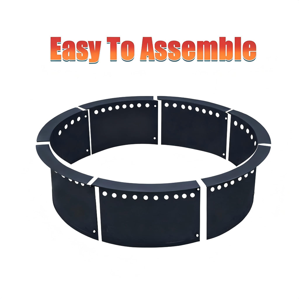 Outdoor 35-Inch Outer/31-Inch Inner Fire Pit Ring Smokeless, Duty Solid Metal Steel Round Firepit Rim Insert for DIY