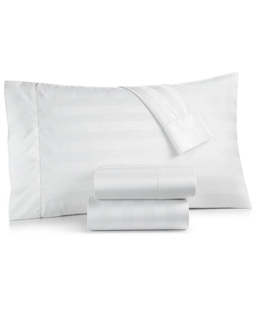 Stripe King 4 Piece Sheet Set 550 Thread Count 100% Supima Cotton White
