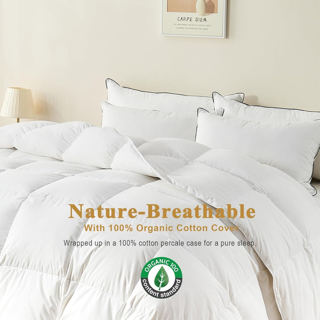 Feather Down Comforter Queen, Luxury Extra-Fluffy Duvet Insert
