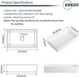 Bathroom Vessel Sink 24"x14" Rectangular White Porcelain Ceramic Bathroom Sink Modern Above Counter Art Basin