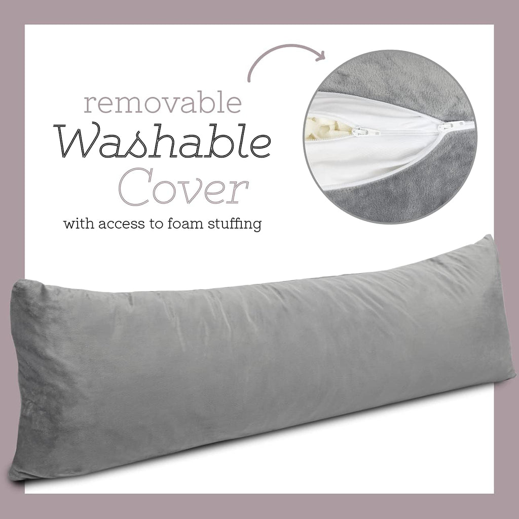 Full Body Pillow - Shredded Memory Foam with Washable Cover - Long, Hypoallergenic, Firm Hug Pillows for Side and