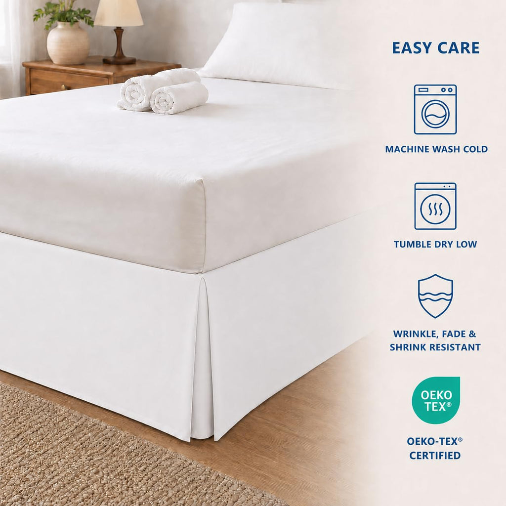 Queen Tailored Pleated Bed Skirt, 14" Drop, White