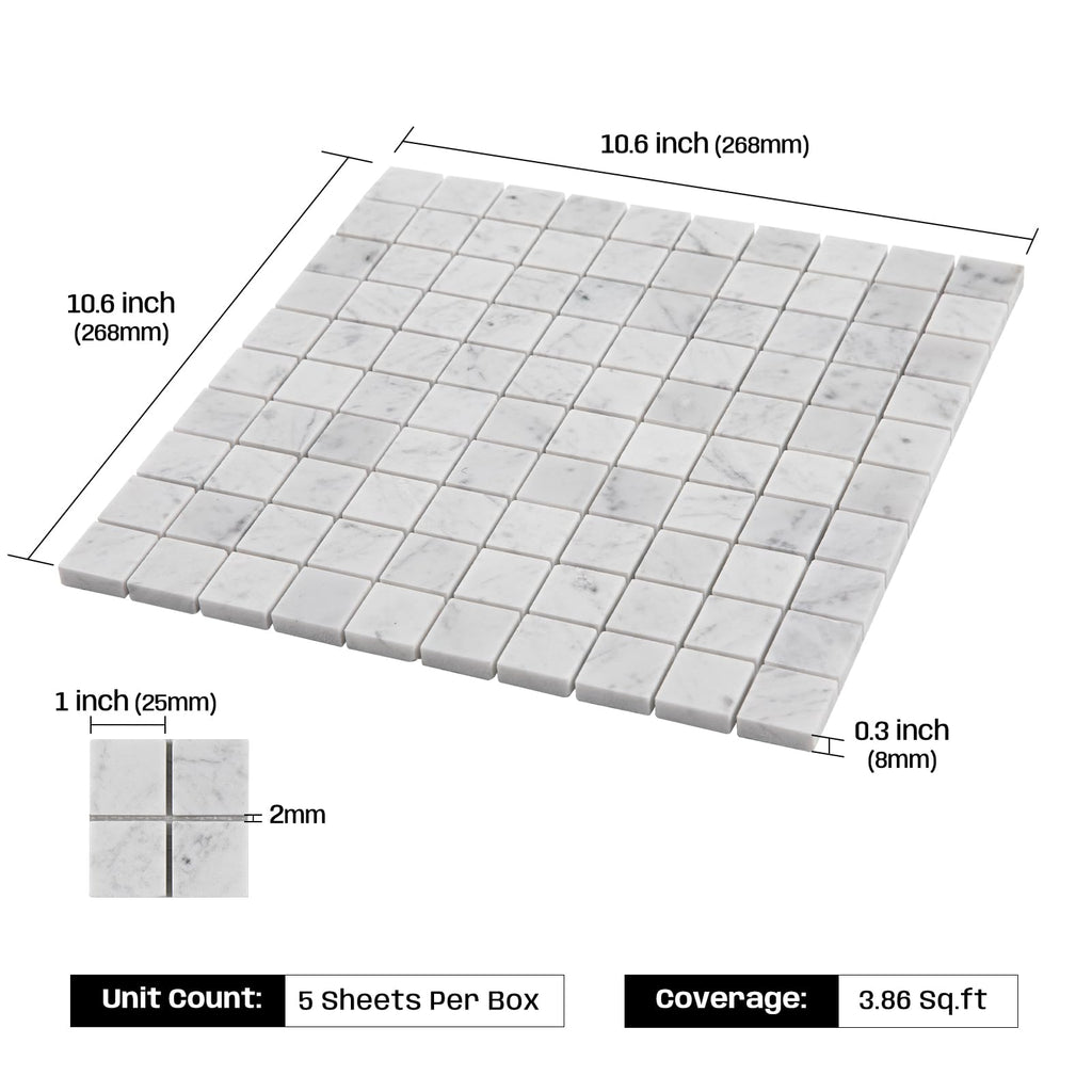 Mosaic Tile Bathroom Floor 1 Inch Square 5 Pcs