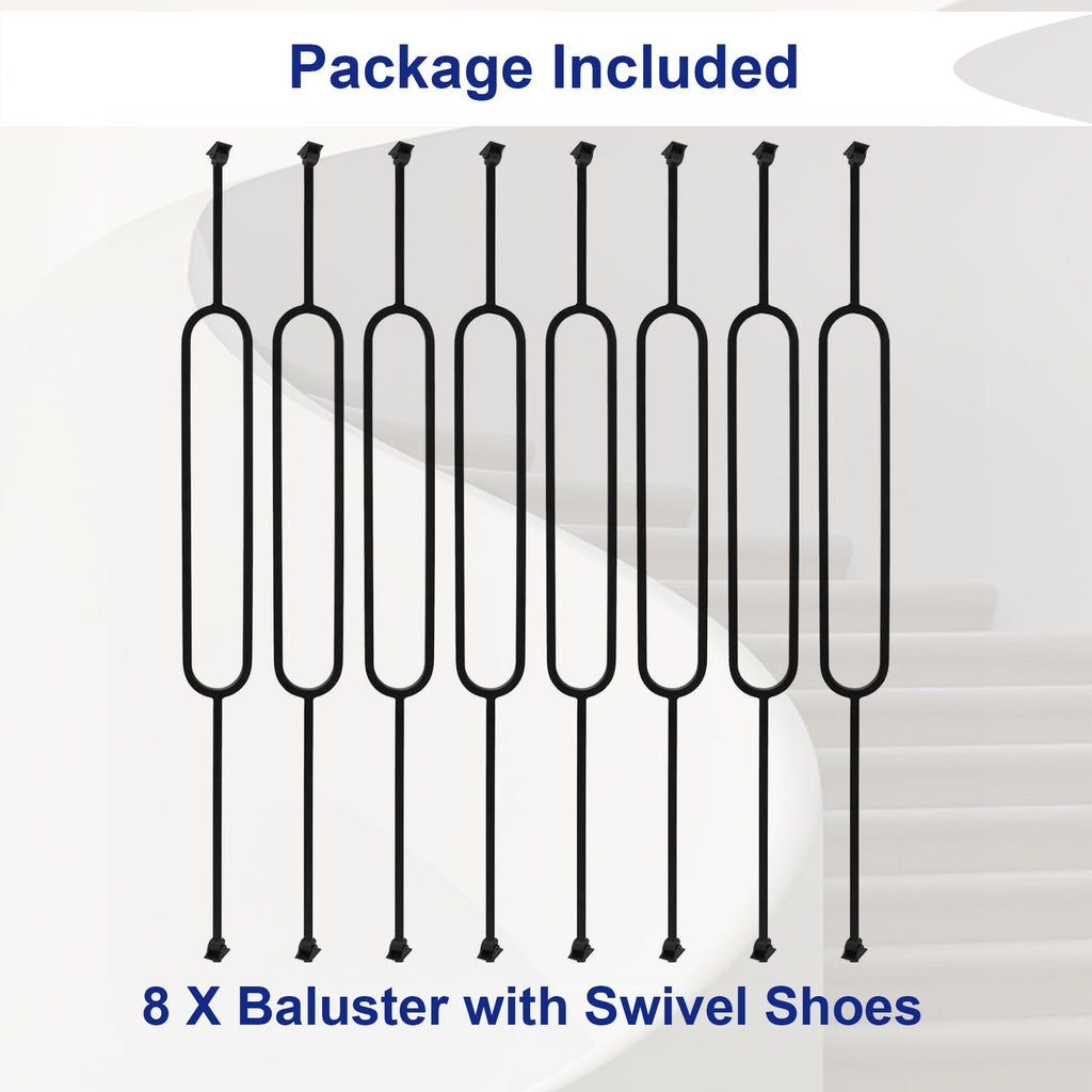 8-Pack Oval Balusters for Staircase 44''x1/2'' Square Balusters