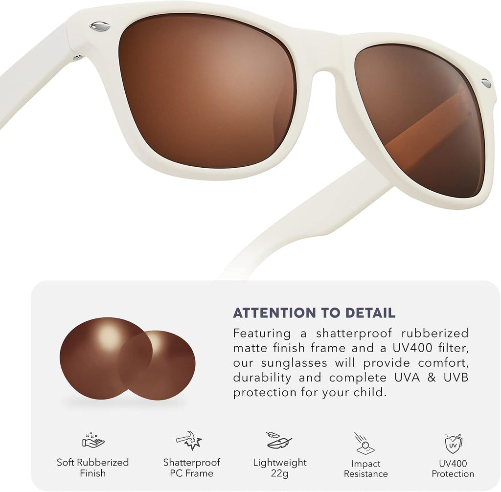 Classic Polarized Kids Sunglasses for Boys Girls UV400 Protection