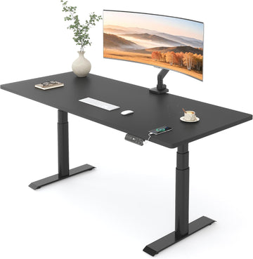 E6 Pro 55" x 28" Dual Motor Electric Standing Desk, Organic Modern Oval Leg Design, 3-Stage Height Adjustable Sit