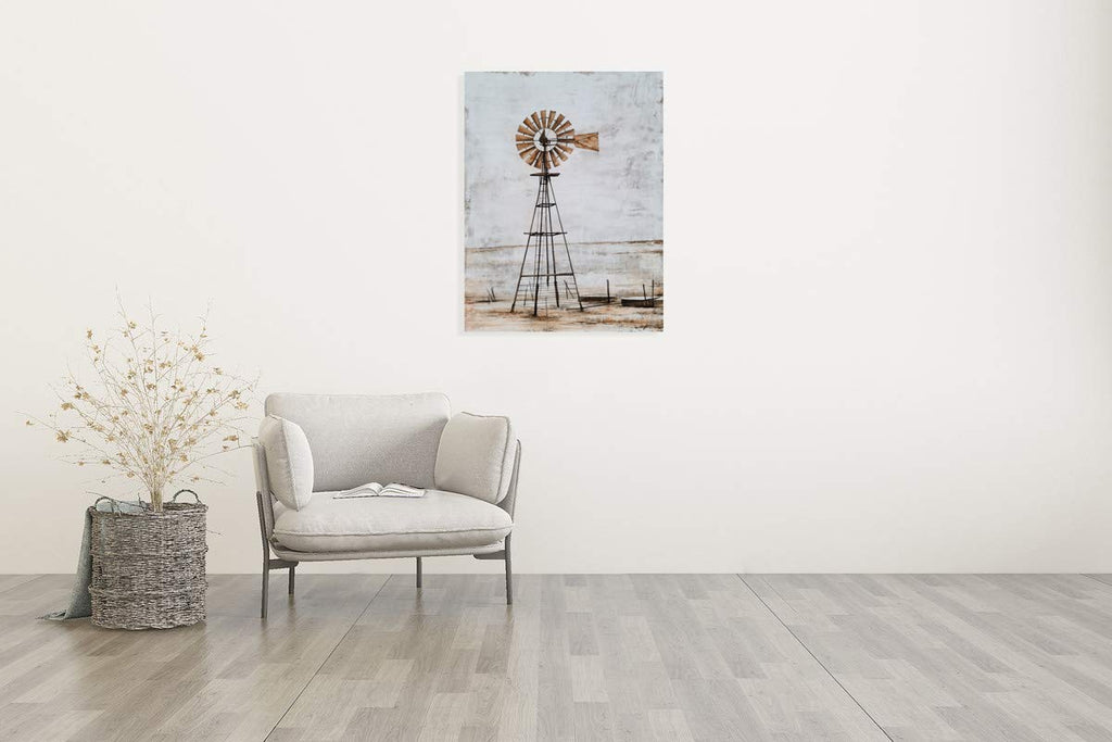 Windmill Wall Decor Modern Rustic Canvas Wall Art Paintings with Textured Contemporary Abstract Artwork Pictures