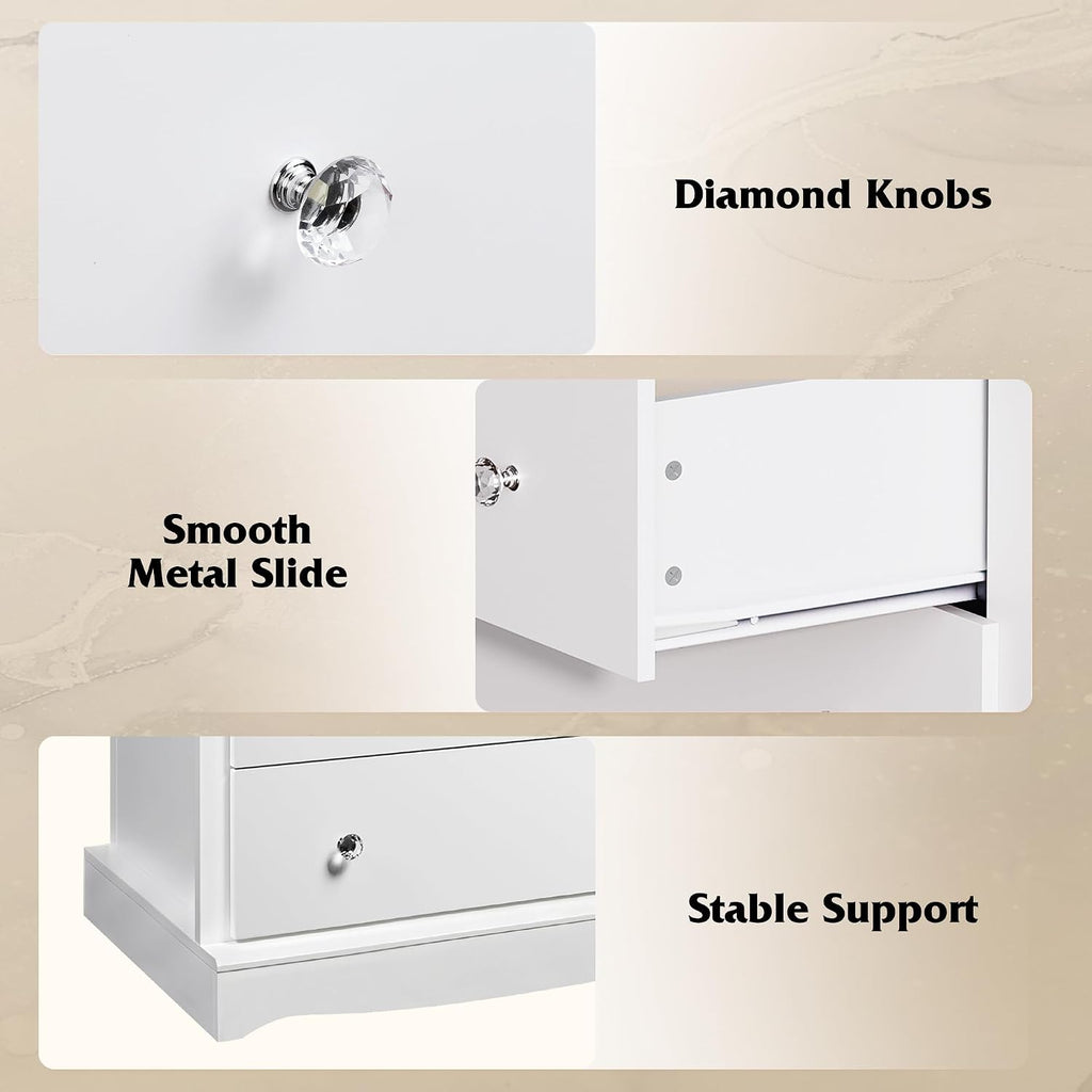 5 Drawer Dresser, 45" Tall Dresser with Exclusive Anti-Tip Structure, Modern Chest of Drawers with Large Capacity