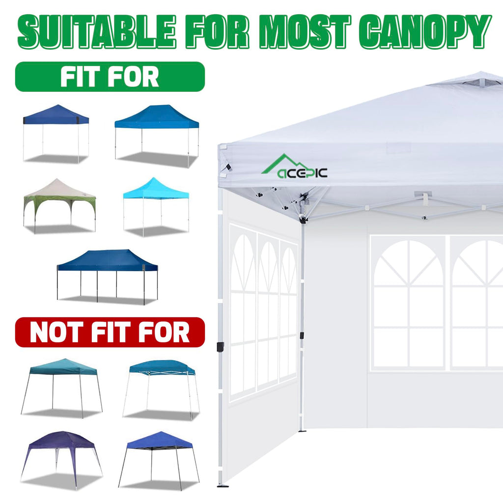10x10 Church Window Sidewalls for Canopy, White(3PCS No Frame or Top)