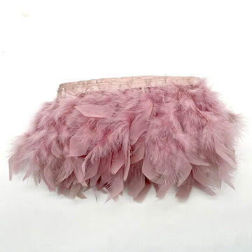 Turkey Feathers Fringe Trim for Party Clothing DIY Sewing Crafts Decoration Pack of 2 Yards (Mistyrose)