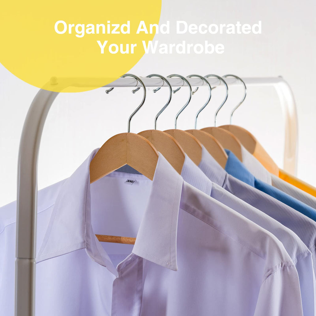 Wooden Hangers 30 Pack, Smooth Finish Wood Clothes Hangers, Natural