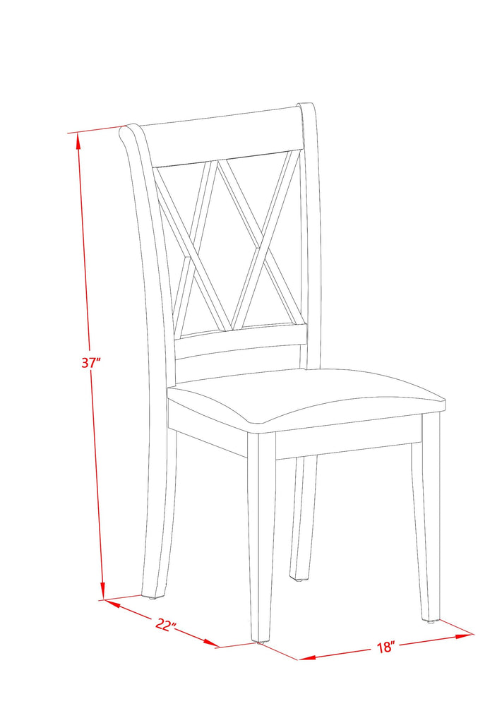 West Furniture CLC-LWH-W Clarksville Dining Room Chairs - Double Cross Back Wood Seat Chairs, Set of 2, Linen White