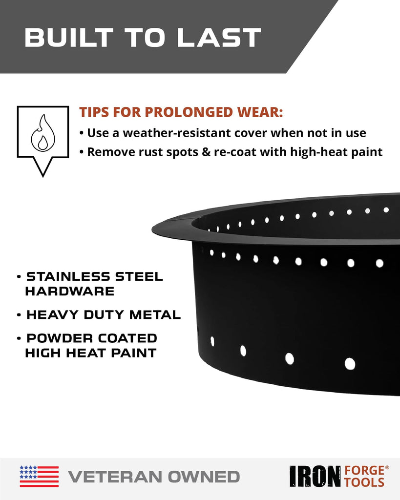 Smokeless Outdoor Fire Pit Ring Insert 42 Inch Round