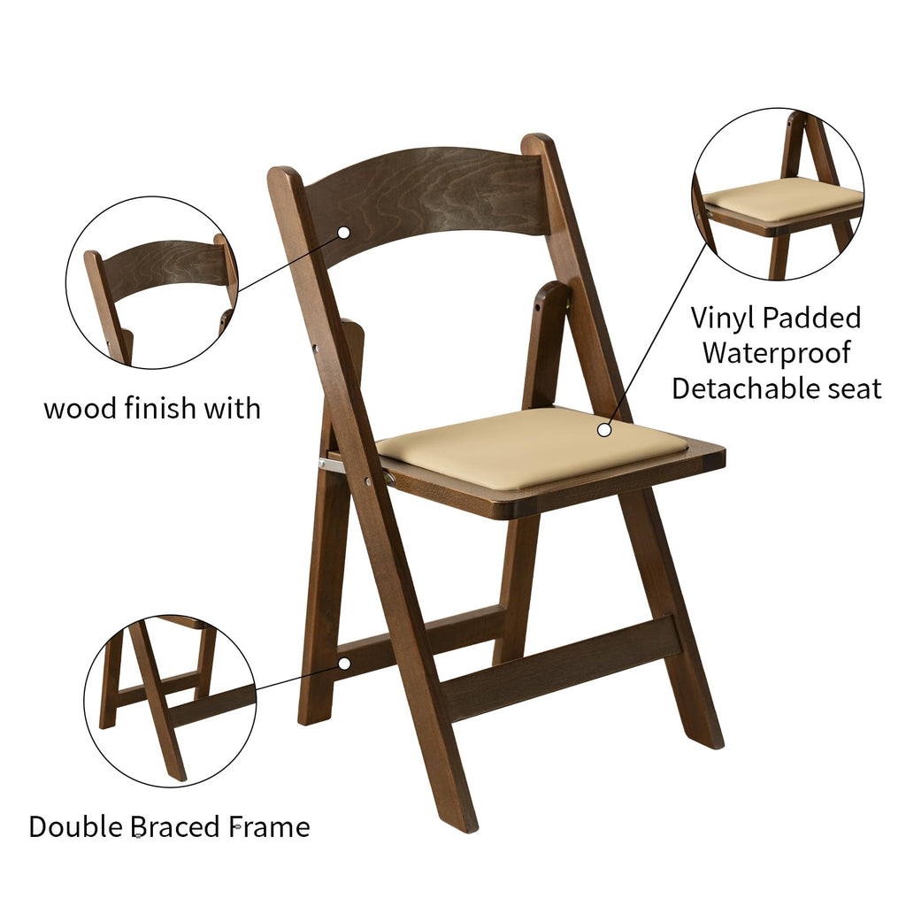 Wooden Folding Chair, Classic-Fruit Wood Color, Set of 4