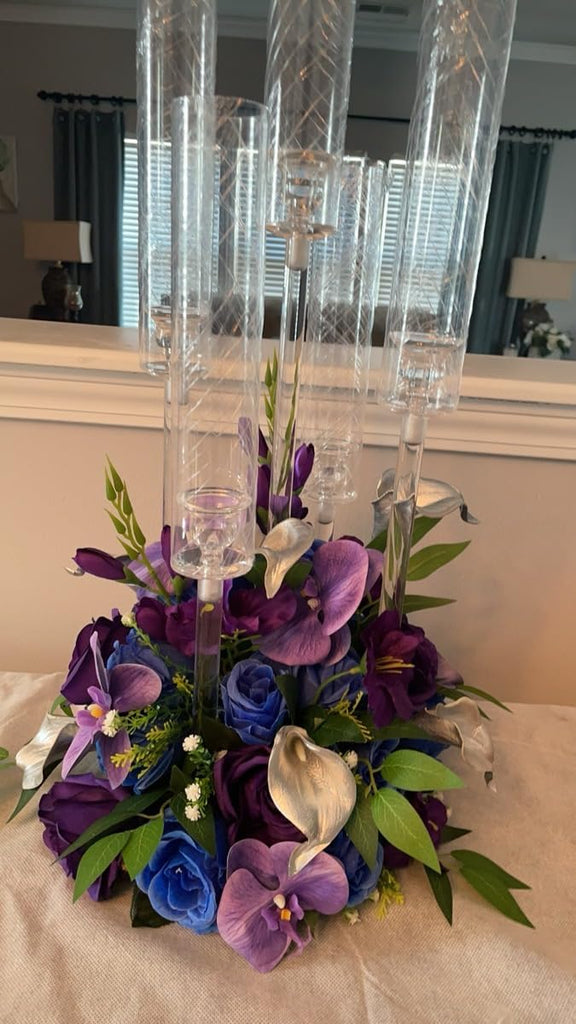 10pcs 5 Arm Acrylic Candelabra Centerpieces for Table,26inches Tall Clear Candlestick Holder Wedding Centerpieceson