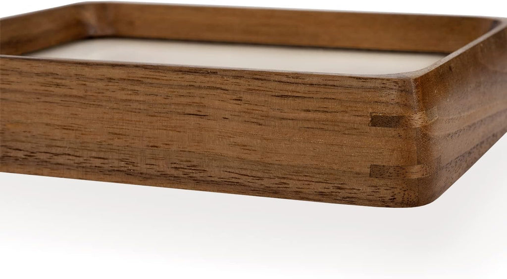 Handcrafted Natural Wood Picture Frame with Mat for Wall and Tabletop display (Walnut, 8x8 matted to 6x6)